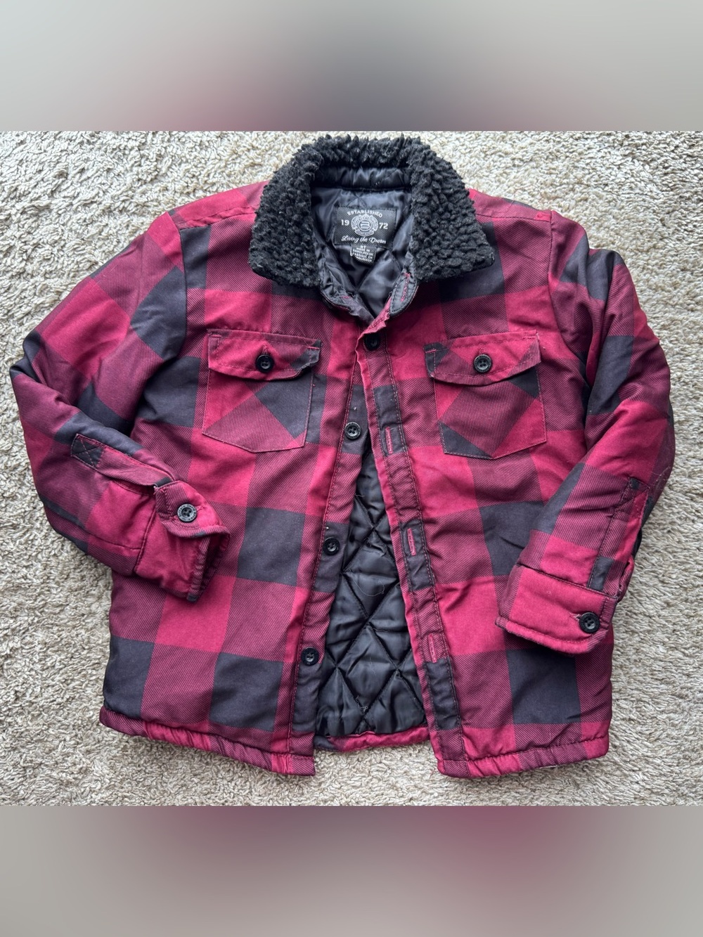 Buffalo David Bitton Toddler Boy Buffalo Plaid Sherpa Collar Jacket Coat Size 3T